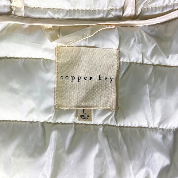 Copper Key Cream Vest Puff Quilted Hooded Jacket Women Size Large Zip Front - Picture 4 of 11